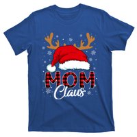 Mom Claus Santa Hat Reindeer Red Plaid Matching Family Xmas Gift T-Shirt