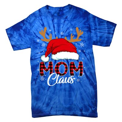 Mom Claus Santa Hat Reindeer Red Plaid Matching Family Xmas Gift Tie-Dye T-Shirt