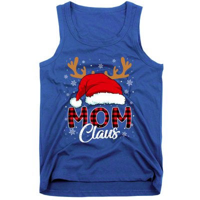 Mom Claus Santa Hat Reindeer Red Plaid Matching Family Xmas Gift Tank Top