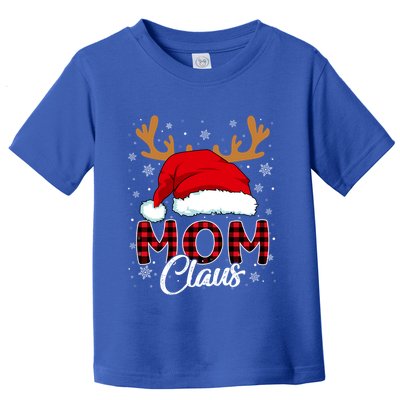 Mom Claus Santa Hat Reindeer Red Plaid Matching Family Xmas Gift Toddler T-Shirt