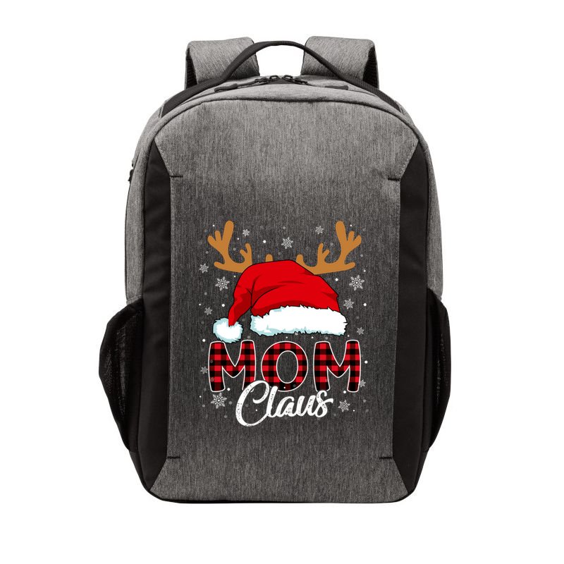 Mom Claus Santa Hat Reindeer Red Plaid Matching Family Xmas Gift Vector Backpack