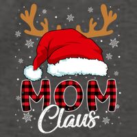 Mom Claus Santa Hat Reindeer Red Plaid Matching Family Xmas Gift Vector Backpack