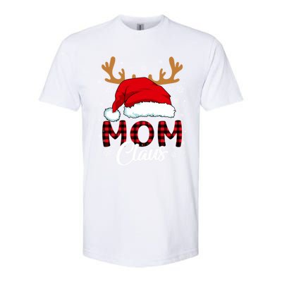 Mom Claus Santa Hat Reindeer Red Plaid Matching Family Xmas Gift Softstyle® CVC T-Shirt