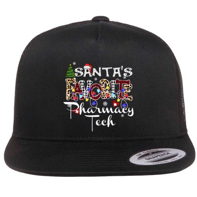 Merry Christmas SantaS Favorite Pharmacy Tech Xmas Lights Gift Flat Bill Trucker Hat