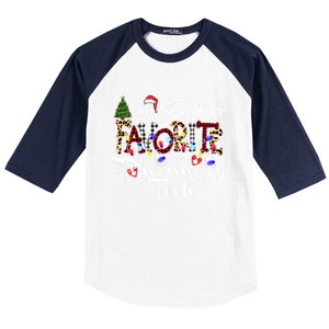 Merry Christmas SantaS Favorite Pharmacy Tech Xmas Lights Gift Baseball Sleeve Shirt