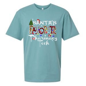 Merry Christmas SantaS Favorite Pharmacy Tech Xmas Lights Gift Sueded Cloud Jersey T-Shirt