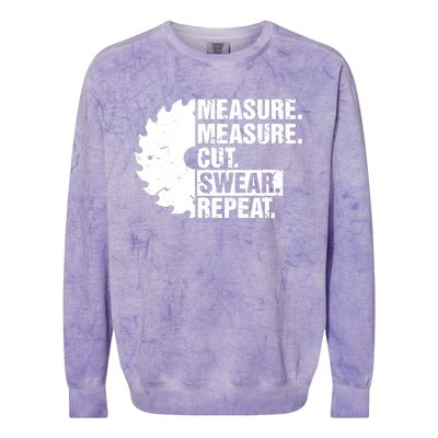 Measure Cut Swear Repeat Idea Handy Man Dad Diy Colorblast Crewneck Sweatshirt