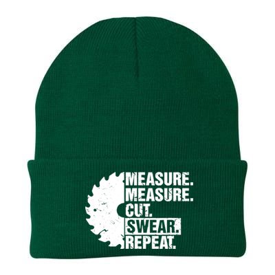 Measure Cut Swear Repeat Idea Handy Man Dad Diy Knit Cap Winter Beanie