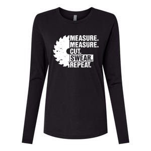 Measure Cut Swear Repeat Idea Handy Man Dad Diy Womens Cotton Relaxed Long Sleeve T-Shirt