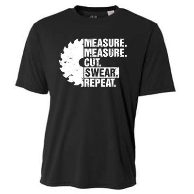 Measure Cut Swear Repeat Idea Handy Man Dad Diy Cooling Performance Crew T-Shirt