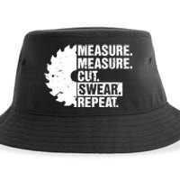 Measure Cut Swear Repeat Idea Handy Man Dad Diy Sustainable Bucket Hat