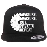 Measure Cut Swear Repeat Idea Handy Man Dad Diy Flat Bill Trucker Hat