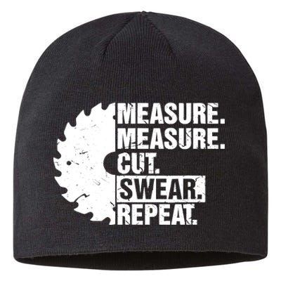 Measure Cut Swear Repeat Idea Handy Man Dad Diy Sustainable Beanie