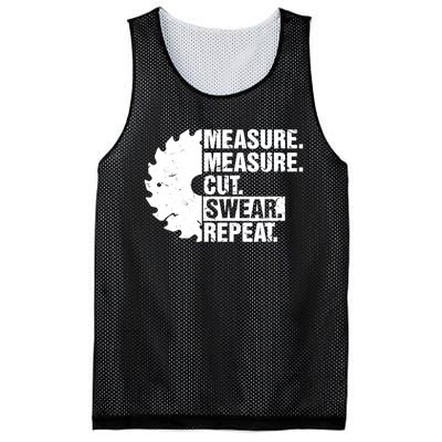 Measure Cut Swear Repeat Idea Handy Man Dad Diy Mesh Reversible Basketball Jersey Tank