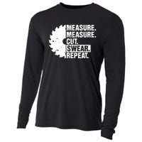 Measure Cut Swear Repeat Idea Handy Man Dad Diy Cooling Performance Long Sleeve Crew