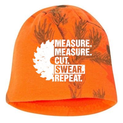 Measure Cut Swear Repeat Idea Handy Man Dad Diy Kati - Camo Knit Beanie