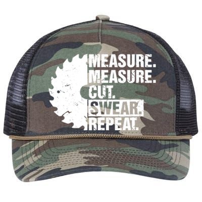 Measure Cut Swear Repeat Idea Handy Man Dad Diy Retro Rope Trucker Hat Cap