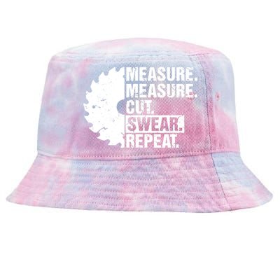 Measure Cut Swear Repeat Idea Handy Man Dad Diy Tie-Dyed Bucket Hat