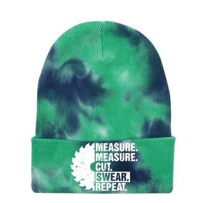 Measure Cut Swear Repeat Idea Handy Man Dad Diy Tie Dye 12in Knit Beanie