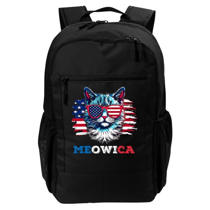 Meowica Cat Sunglasses American Flag USA Cat 4th of July Daily Commute Backpack