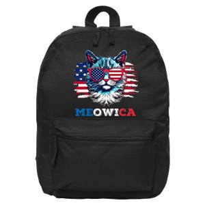 Meowica Cat Sunglasses American Flag USA Cat 4th of July 16 in Basic Backpack