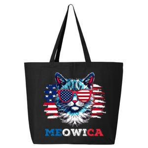 Meowica Cat Sunglasses American Flag USA Cat 4th of July 25L Jumbo Tote