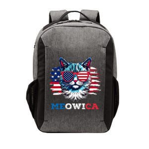 Meowica Cat Sunglasses American Flag USA Cat 4th of July Vector Backpack