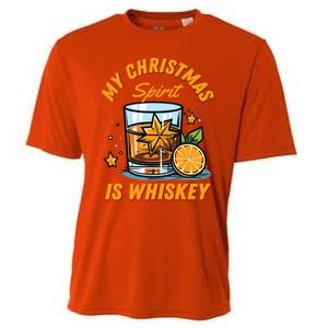 My Christmas Spirit Is Whiskey Christmas Gift Cooling Performance Crew T-Shirt