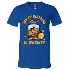 My Christmas Spirit Is Whiskey Christmas Gift V-Neck T-Shirt