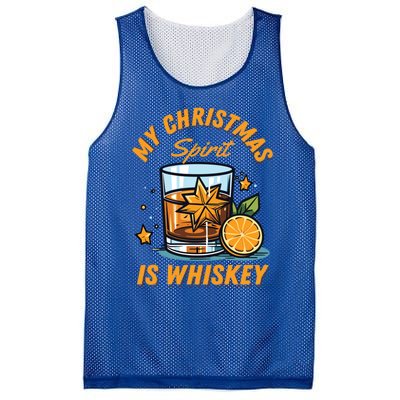 My Christmas Spirit Is Whiskey Christmas Gift Mesh Reversible Basketball Jersey Tank