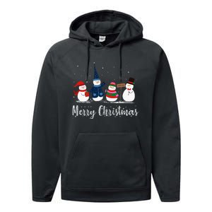 Merry Christmas Snowman Christmas Holiday Performance Fleece Hoodie