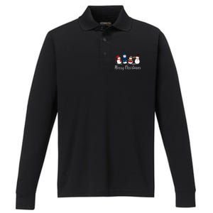 Merry Christmas Snowman Christmas Holiday Performance Long Sleeve Polo