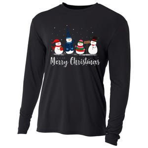 Merry Christmas Snowman Christmas Holiday Cooling Performance Long Sleeve Crew