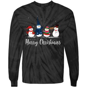 Merry Christmas Snowman Christmas Holiday Tie-Dye Long Sleeve Shirt