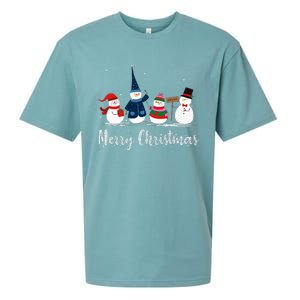 Merry Christmas Snowman Christmas Holiday Sueded Cloud Jersey T-Shirt