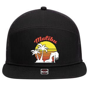 Malibu California Summer Vacation Beach Theme 7 Panel Mesh Trucker Snapback Hat