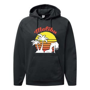 Malibu California Summer Vacation Beach Theme Performance Fleece Hoodie