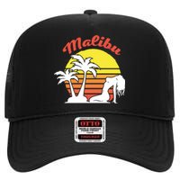 Malibu California Summer Vacation Beach Theme High Crown Mesh Back Trucker Hat