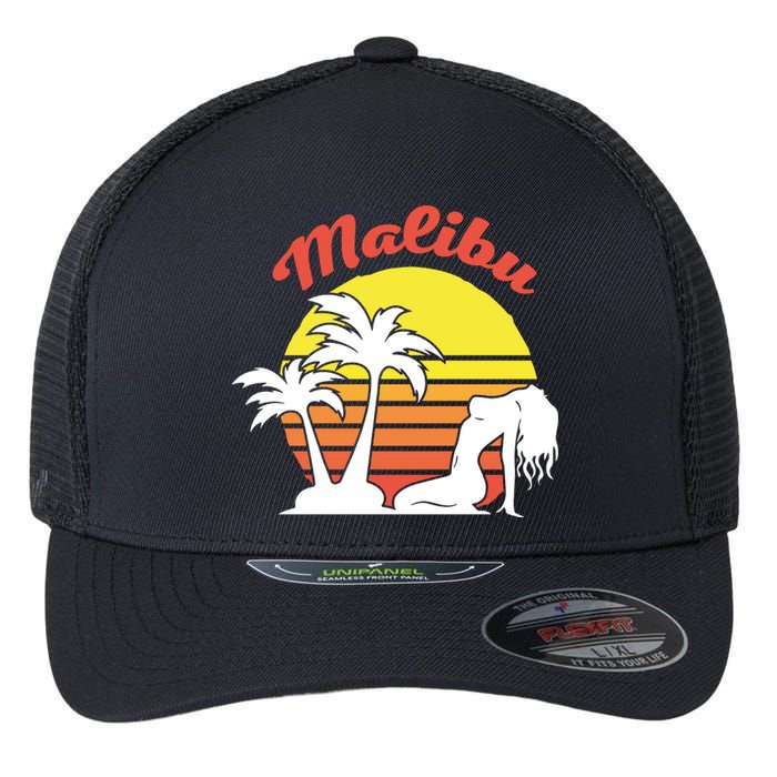 Malibu California Summer Vacation Beach Theme Flexfit Unipanel Trucker Cap