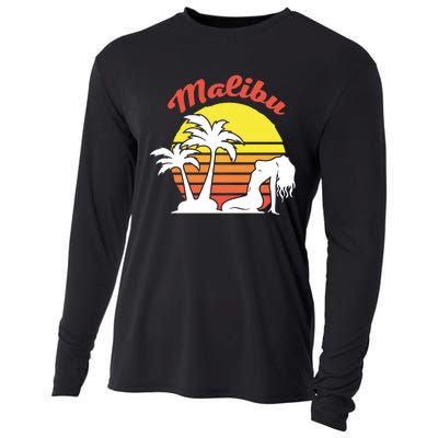 Malibu California Summer Vacation Beach Theme Cooling Performance Long Sleeve Crew