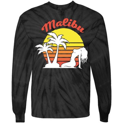 Malibu California Summer Vacation Beach Theme Tie-Dye Long Sleeve Shirt