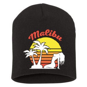 Malibu California Summer Vacation Beach Theme Short Acrylic Beanie