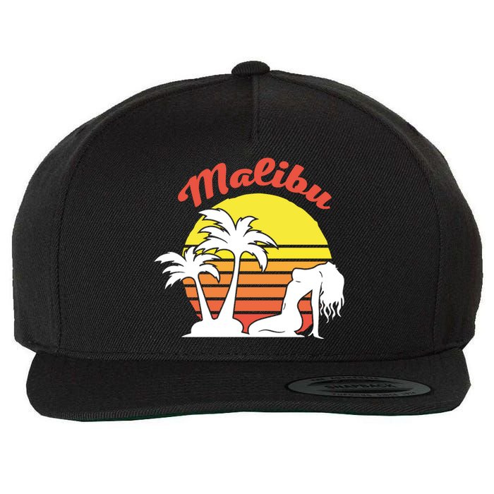 Malibu California Summer Vacation Beach Theme Wool Snapback Cap