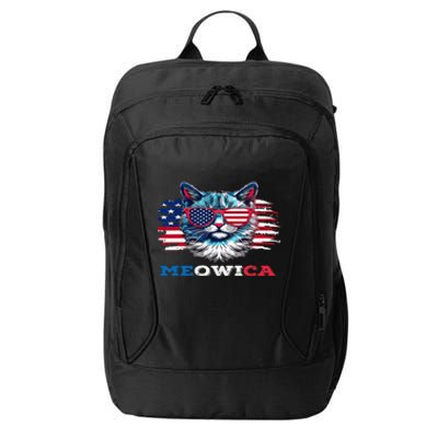 Meowica Cat Sunglasses American Flag USA Cat 4Th Of July City Backpack