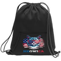 Meowica Cat Sunglasses American Flag USA Cat 4Th Of July Sweatshirt Cinch Pack Bag