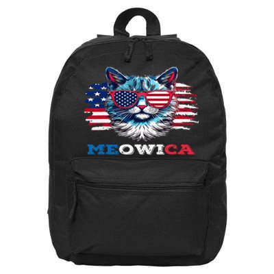 Meowica Cat Sunglasses American Flag USA Cat 4Th Of July 16 in Basic Backpack