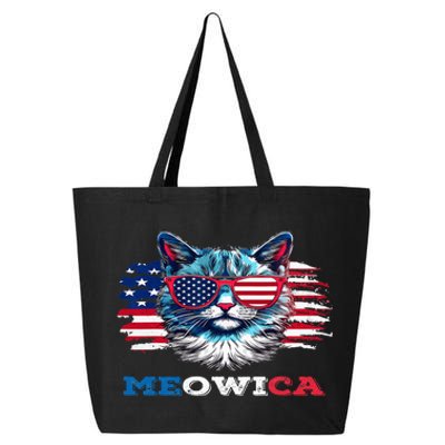 Meowica Cat Sunglasses American Flag USA Cat 4Th Of July 25L Jumbo Tote