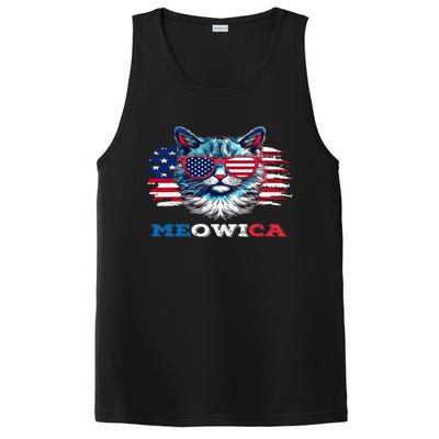 Meowica Cat Sunglasses American Flag USA Cat 4Th Of July PosiCharge Competitor Tank