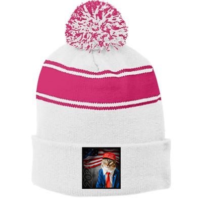 Make Cats Safe Again Usa 2024 Stripe Pom Pom Beanie