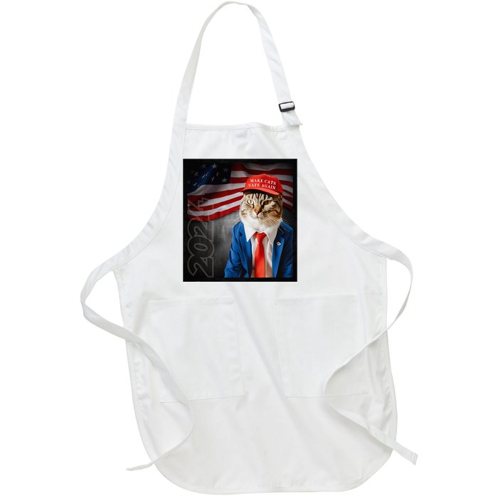 Make Cats Safe Again Usa 2024 Full-Length Apron With Pockets